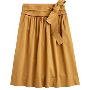 J. Crew Tan Midi Skirt with Tie Front and Pleats